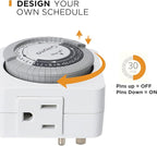 G-Homa Timers for Electrical Outlets, 24 Hour Indoor Plug-in Mechanical Timer Mini, 30 Minute Intervals, 3-Prong, Daily On/Off Cycle, for Lights, Lamps (4-Pack, ETL Listed)