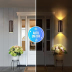 wowlite Modern Outdoor Wall Light with Dusk to Dawn Sensor 2 Pack, LED Cylinder Up Down Wall Light Outdoor 2700K Warm Light Bronze Exterior Light Fixture, IP65 Waterproof Wall Sconce for Porch Garage