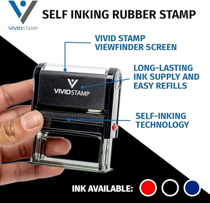 Basic Closed Self Inking Rubber Stamp (Black Ink) - Medium 2 Pack