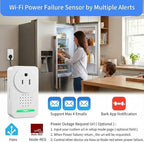 Power Failure Alarm WiFi with 4 Email Addresses, Loud 120dB Smart Power Outage Alarm with 6 Sirens, Freezer Alert WiFi Wireless, Smart Power Failure Detector for GFCI Trips, Sump Pump