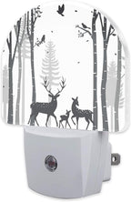 sndheke Deer in The Forest Night Light, Birch Tree with Deer Dusk to Dawn Night Light Plug in,0.5w Energy Saving Sleep Friendly NightLight for Kids Boys Girls Home Decor