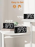 PPLEE Alarm Clock for Bedroom,Upgrade Digital Clock Large Bold Number,5 Level Brightness Volume,2 Alarms,Weekend Weekday Mode,Type C/USB Charger Port,Loud Table Clock with Power Off Memory for Any Age