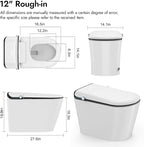 WANSID Elongated Smart Toilet With Bidet Built-in, Auto Open/Close Lid, Soft-Closed Heated Seat, Tankless Auto/Knob/Sensor/Remote Flush, Warm Wash & Dryer, Massage Clean, Gentle Night Light
