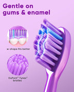 MySmile DY156 Electric Toothbrush for Adults, Rechargeable Sonic Battery Toothbrush Portable with 3 Brush Heads, 2 Mins 5 Modes Smart Timer, 45000VPM, One Charge for 60 Days - Purple