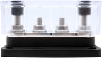 AMOMD 300A Bus Bars 4 Studs (5/16 inch) M8 Nickel Plated Copper Distribution Block Negative Electrical Buss Bars 12-48 V DC with Cover for Trailer Marine Boat Car RV (Black)