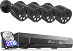 Loocam PoE Security Camera System 8MP 8CH NVR H.265+ 2TB HDD, 4pcs 4K Wired PoE Camera System AI Human Vehicle Detection, Outdoor Indoor Home Security Camera System 24/7 Recording, Remote Access