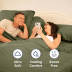 Split Head King Sheet Set – 4 Piece Flex Split Top King Sheets for Adjustable Beds - Fits 14” to 16" Mattress w/ Deep Pockets - Soft, Breathable & Cooling - Luxury Bedding & Wrinkle Free - Sage Green