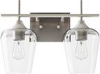VONLUCE Bathroom Vanity Light, 2 Light Bathroom Light Fixture Over Mirror, Bathroom Wall Lamp with Clear Glass, Modern Brushed Nickel Vanity Lighting fixtures for Bathroom, Bedroom, Hallway