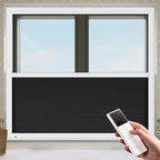 LEXEN Smart Bottom Up Honeycomb Shades WiFi Enabled Motorized Cellular Blinds Works with Alexa/Google Home Easy Install Blackout Honeycomb Blinds with Aluminum Frame Customize Size-Black(White Frame)