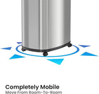 iTouchless SensorCan 50 Liter / 13 Gallon Kitchen Trash Can with Wheels & Odor Filter – Mobile Motion Sensor Stainless Steel Garbage Bin for Home, Office, Garage, Slim Oval Shape Large Capacity Design