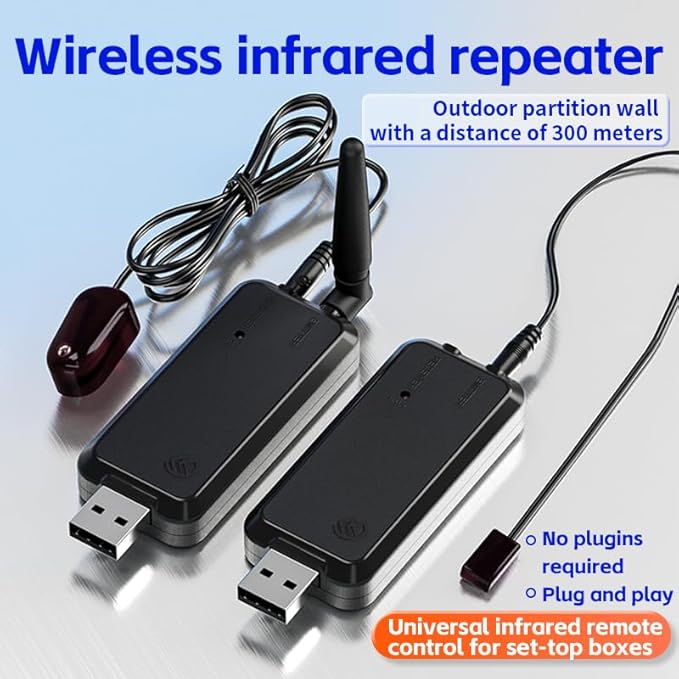 SPENFiLY Wireless Infrared Remote Control Extender, Infrared Repeater Kit, Infrared Remote Control Wireless Connection Home Appliances Compatible with Multiple Infrared Devices (Control of 4 Devices)