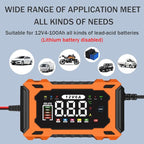 6-Amp 12V Smart Car Battery Charger, Battery Maintainer Trickle Charger with Desulfator, Pulse Repair & Overcharge Protection - for Car Lawn Mower Marine Lead-Acid Batteries (Orange)