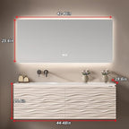 48IN Bathroom Vanity - Smart Defogging Mirror Cabinet | Waterproofing Technology & Wave Shaped Door Panel, Floating Bathroom Vanities with Large Storage Space (Mirror)