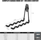 CRXCRC Garage Hooks, 4 Pack Wave Hooks for Hanging Heavy Duty Ladders, Bikes, Tools Ideal for Garage, Garden, Basement Utility Room Storage (Black)