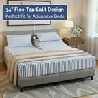 Split Head King Sheet Set – 4 Piece Flex Split Top King Sheets for Adjustable Beds - Fits 14” to 16" Mattress w/ Deep Pockets - Breathable & Cooling - Luxury Bedding and Wrinkle Free - Blue Stripes 3