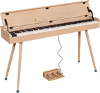 KUMENG Digital Piano 88 Key Weighted Keyboard,Full-Size Desk Progressive Hammer-Action Electric Piano For Beginners, With Sheet Music Stand, Pedal,Power Adapter, Headphone Mode, Usb-Mid (Maple)