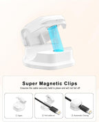 14 Pack Cord Holder - Magnetic Cable Clips - Cord Holder for Nightstand - Cord Organizer for Desk, Magnetic Cord Organizer, for Desk, Nightstand, Phone Charger, Computer, Home, Office, Car (White)
