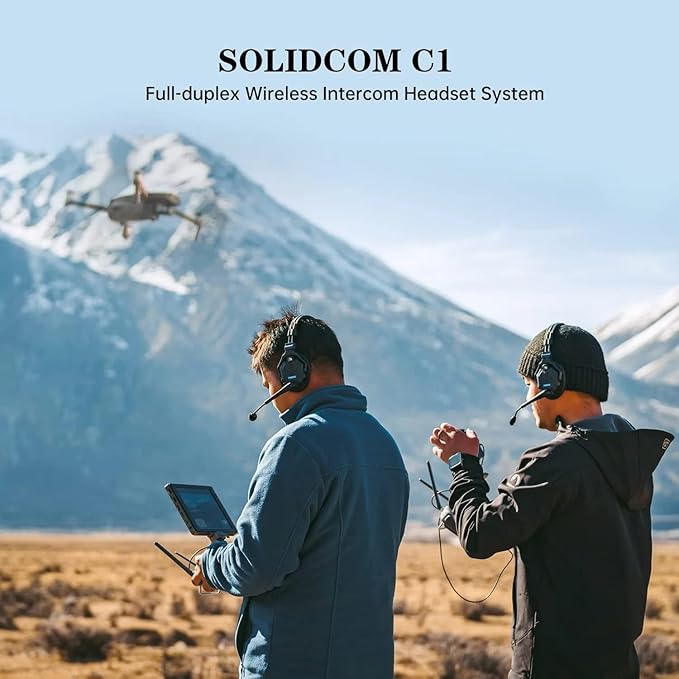 Hollyland Solidcom C1 8-Users [Official] Wireless Headset Intercom System Full Duplex 1100ft Team Communication Group Talk Single-Ear Headset, 1 Master & 7 Remote Headsets