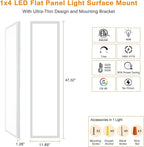 Mcacggo 12-Pack 1x4 LED Flat Panel Light Surface Mount, 3000K/4000K/5000K Selectable, Ultra-Thin Flush Mount LED Ceiling Light for Kitchen, Triac Dimmable, Bright 4400LM, 100-277V, ETL Listed, White