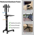 AW Rolling TV Stand Mobile TV Cart Height Adjustable for 32" to 65" LCD LED Screen TVs Office Meeting