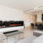 CharaVector 70 inch 750W/1500W Electric Fireplace Inserts with Remote Control in Wall Mounted, Energy Saving LED Insert Fireplace Heater Indoor Glass View with Remote Control & Touch Screen, Black