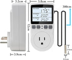 KETOTEK Digital Temperature Controller Thermostat Outlet Plug 120V with LCD Backlight, Heating Cooling Temperature Controlled Outlet 110V 15A with 3m Sensor