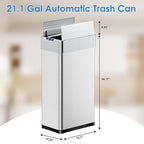 TLSUNNY 21.1 Gallon Automatic Trash Can, Stainless Steel Motion Sensor Garbage bin, Smart Trash Can W/Butterfly Lid, Bag Retainer Ring and Display Light for Living Room,Kitchen,Office (Silver, 80L)