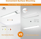 Mcacggo 1x4 LED Flat Panel Light Flush Mount 4-Pack, 3000K/4000K/5000K Selectable, Ultra-Thin Surface Mount LED Ceiling Light for Kitchen, Triac Dimmable, Bright 4400LM, 100-277V, White