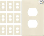 ENERLITES Duplex Outlet Receptacle Cover, Screwless Wall Plate, Standard Size, 1-Gang 4.68" x 2.93", Unbreakable Polycarbonate Thermoplastic, UL Listed, SI8821-LA-10PCS, Light Almond, 10 pack