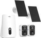 Hiseeu Security Cameras Wireless Outdoor, 2 Cam-Kit, Expandable to 10CH, No Monthly Fee, Solar-Powered, Home Security Cameras System with 2K Color Night Vision, Easy Setup, 2.4G & 5G WiFi