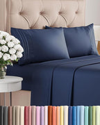 Cal King Size 4 Piece Sheet Set - Comfy Breathable & Cooling Bed Sheets Set - Hotel Luxury Bedding for Women, Men, Kids, Teens, Boys & Girls - Deep Pockets, Soft, Wrinkle Free - Oeko-Tex - Navy Blue