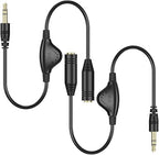 PChero 3.5mm Headphone Extension Cables, 2pcs 3.5mm Male to Female Stereo Audio Extension Cord with Volume Adjustment Control for Smartphone Tablets MP3 Players - 10inch