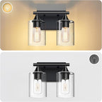 XPEHK Vanity Lighting Fixtures,2-Light Bathroom Lights Over Mirror,Modern Sconces Wall Lighting with Clear Glass Shade,Light Fixture for Bathroom Bedroom Living Room Vanity Table Hallway