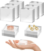 SAMYUCHO Acrylic Base 8 Pieces Acrylic Blocks for Display 2 X 2 X 1 Inch Square Riser Display Stands Trophy Base Pedestal Stands Clear Cube for Trophy Jewelry Props Food Party Crafts