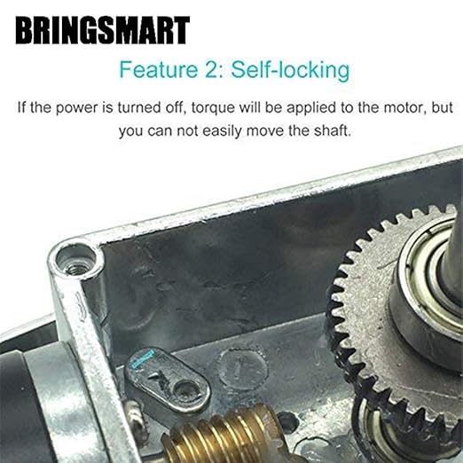 BRINGSMART 12V 40rpm DC Worm Gear Motor 40kg.cm Self-Locking Reversed Engine Mini Turbine Geared Motor for DIY Robot Rotating Table Door Lock Curtain Machine (12V 40rpm)