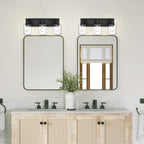 TODOLUZ Industrial Wall Sconce Lighting in Matte Black Finish, 3-Light Bathroom Vanity Light Fixtures with Clear Glass Shades (E26 Bulb Base)