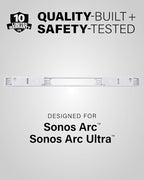 SANUS Extendable Soundbar Wall Mount for Sonos Arc & Sonos Arc Ultra Soundbar – 5” Depth Adjustment Optimized for Dolby Atmos - White Speaker Mount