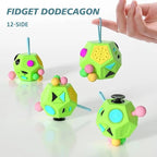 Fidget Dodecagon –12-Side Fidget Toys Cube Relieves Stress and Anxiety Anti Depression Travel Toy Christmas Stocking Stuffers Gifts for Children and Adults(B1 Green)