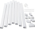 126in Cord Hider Kit, ZhiYo Wire Hiders for TV on Wall, Paintable Cable Management Kit, Wire Cover for Wall Mount TV, White Cable Raceway, Cord Cover Wire Management Kit, 8 x L15.7in W1.18in H0.67in