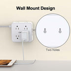 Surge Protector Power Strip - CHCORE 15Ft Braided Extension Cord with 8 Outlets with 4 USB (2 USB C) Charging Ports, Flat Plug Multi Plug Outlet Extender Charging Station for Home Office, ETL, White