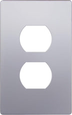 ENERLITES Elite Series Duplex Outlet Receptacle Cover, Screwless Wall Plate, Standard Size, 1-Gang 4.68" x 2.93", Unbreakable Polycarbonate Thermoplastic, UL Listed, SI8821-SV, Silver