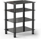FITUEYES 4-Tier Media Stand Audio/Video Component Cabinet with Glass Shelf for/Apple TV/Xbox One/PS4 AS406001GB