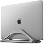 HumanCentric Vertical Laptop Stand for Desks in Space Grey, Upright Adjustable Holder to Dock Apple MacBook Stand, and Other Laptops to Organize Work & Home Office, Automatic Grip