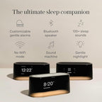 Loftie Alarm Clock with Sound Machine –Smart Alarm Clock w/Light, White Noise, Bluetooth Speaker, Night Light Sound Machine,100+ Sounds, Blackout Mode, No WiFi Mode, Optional Subscription-Midnight