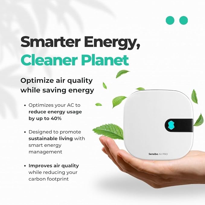 Sensibo Air PRO - Air Conditioner Smart Controller & Air Quality Sensor. Smart Thermostat for Mini Split, Window, Portable AC. Temp & Humidity Sensors. Google, Alexa, Siri & Apple HomeKit Compatible