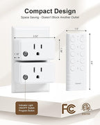 TREEWELL Remote Control Outlet, 200FT Long Range Wireless Light Switch, Mini Remote Outlet Plug, 15A/1875W High-Power for Lamps, Lights, Household Appliances, FCC & ETL Listed (5 Outlets + 2 Remotes)