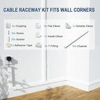 Cord Cover Raceway Kit - 157" Paintable Cable Concealer, Wire Hider for TV Wall Mounting and Wire Management