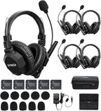 SYNCO XTalk XMax5 Wireless Intercom Headset System with Dual-Ear Design Telephone Headsets System Random Master Device,2.4GHz Full Duplex 500 m/1640 ft for 5-Person Team Communication
