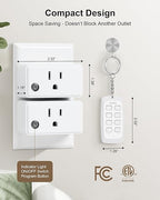 Wireless Remote Control Outlet with All On/Off Switch, 200FT RF Range, Mini Electrical Outlet Plug, 15A/1875W High-Power Switch for Christmas Lights, Fans, Household Appliances (3 Outlets + 1 Remote)