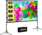 Projector Screen and Stand,GAINVANE 120 inch Portable Projector Screen Indoor Outdoor Projection Screen 16:9 4K HD Wrinkle-Free Light-Weight Movie Screen with Carry Bag for Backyard Movie Night